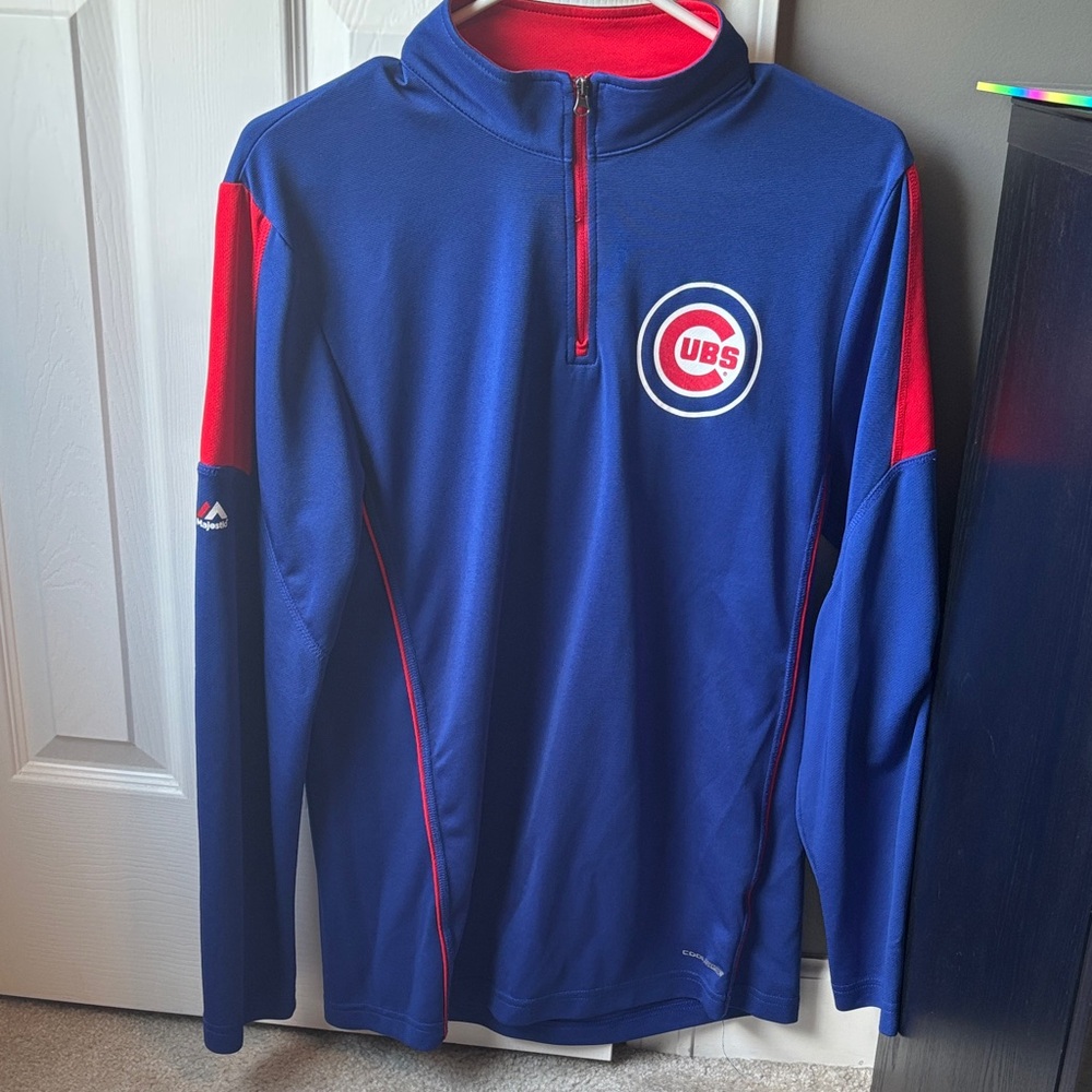 Majestic Blue and Red Chicago Cubs Pullover